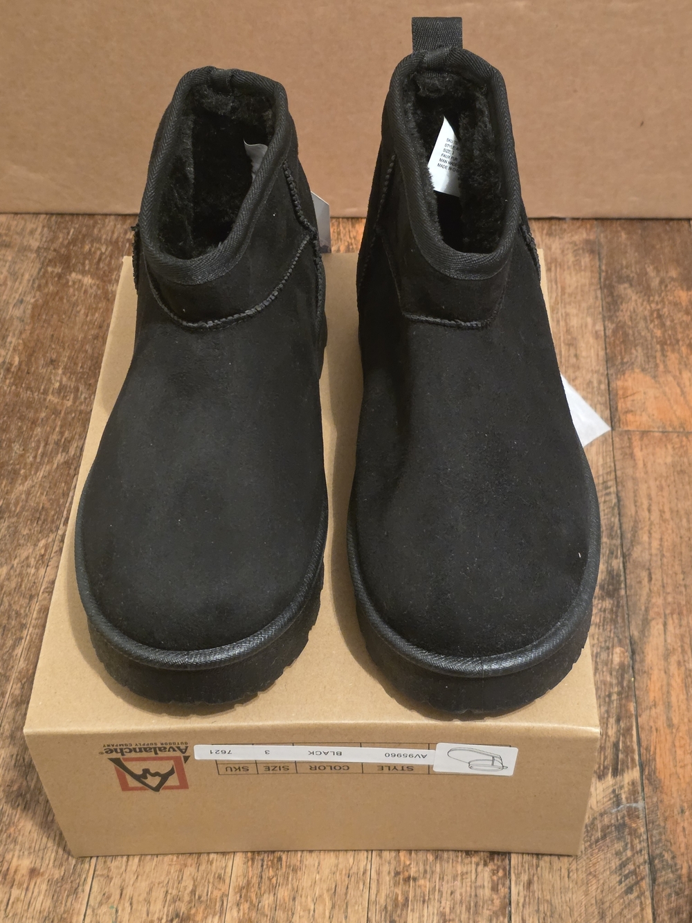 Avalanche  Black Suede Winter Ankle Boots